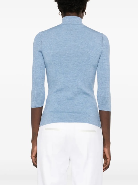 Victoria Beckham half-zip knitted top - Blue - zdjęcie produktu nr 2