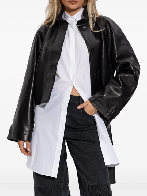 LOEWE belted nappa leather coat - Black - zdjęcie produktu nr 2