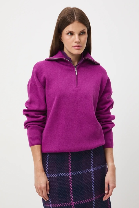 Medicine sweter damski kolor fioletowy z półgolfem - zdjęcie produktu nr 1
