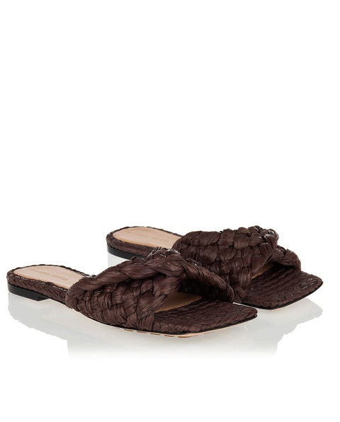 BOTTEGA VENETA - Brązowe klapki z plecionką Stretch - zdjęcie produktu nr 1