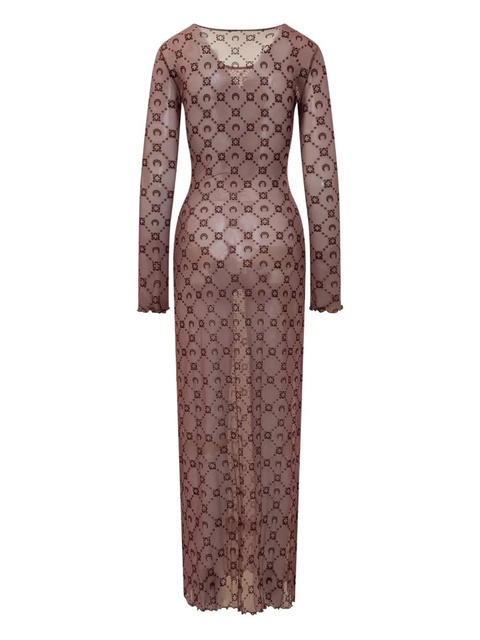 Marine Serre monogram long-sleeve maxi dress - Purple - zdjęcie produktu nr 1