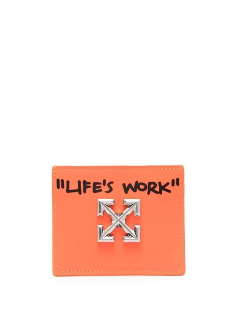 Off-White logo-plaque leather cardholder - Orange - zdjęcie produktu nr 1