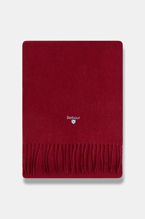 Barbour szalik wełniany kolor czerwony gładki USC0008 - zdjęcie produktu nr 2
