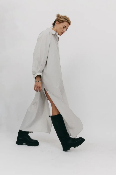 MUUV. sukienka MEIE kolor szary maxi oversize - zdjęcie produktu nr 1