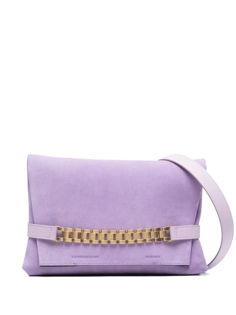Victoria Beckham Chain Pouch suede shoulder bag - Purple - zdjęcie produktu nr 1