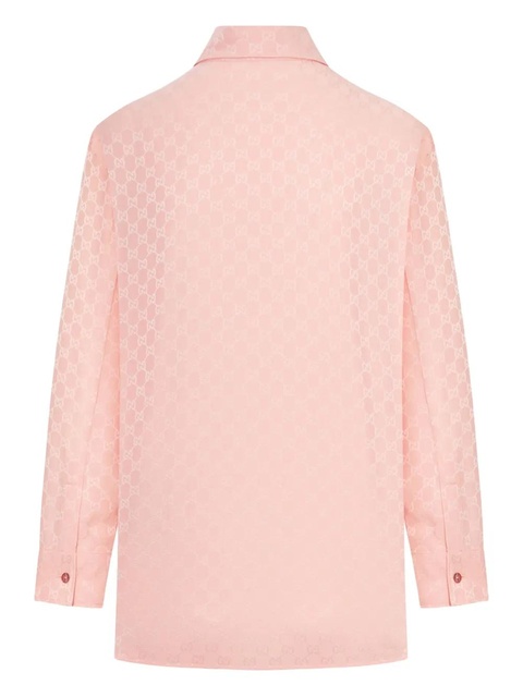 Gucci GG-jacquard silk shirt - Pink - zdjęcie produktu nr 1