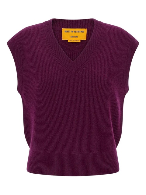 Guest In Residence ribbed V-neck vest - Red - zdjęcie produktu nr 1