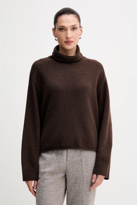 Marc O'Polo sweter z dodatkiem wełny kolor brązowy z golfem 510609060267 - zdjęcie produktu nr 1