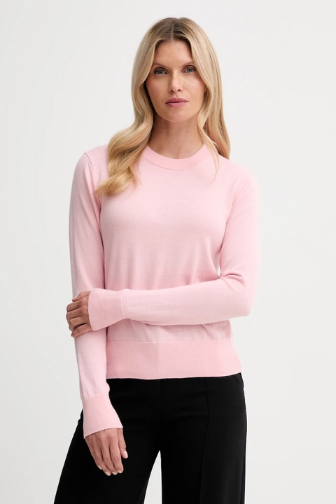 Calvin Klein sweter z dodatkiem wełny damski kolor różowy lekki LV044D370G - zdjęcie produktu nr 1