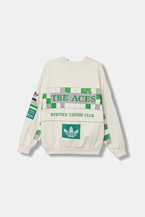 adidas Originals bluza bawełniana Court Crew damska kolor biały z kapturem wzorzysta JW0149 - zdjęcie produktu nr 2