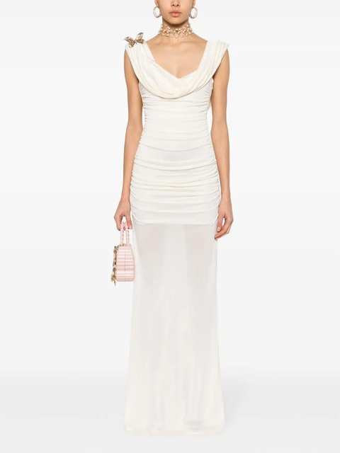 Blumarine butterfly-brooch maxi dress - Neutrals - zdjęcie produktu nr 2