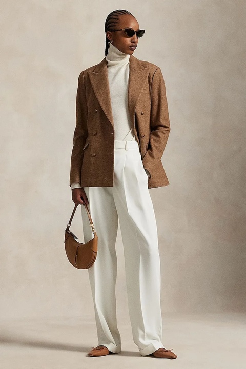 Polo Ralph Lauren marynarka z wełną kolor brązowy dwurzędowa gładka 211973828 - zdjęcie produktu nr 2