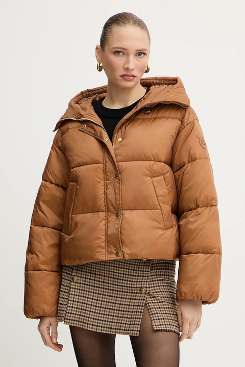 Pinko kurtka kolor brązowy zimowa oversize 105656 A2TF - zdjęcie produktu nr 1