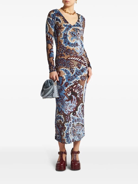 ETRO jacquard velvet dress - Blue - zdjęcie produktu nr 2