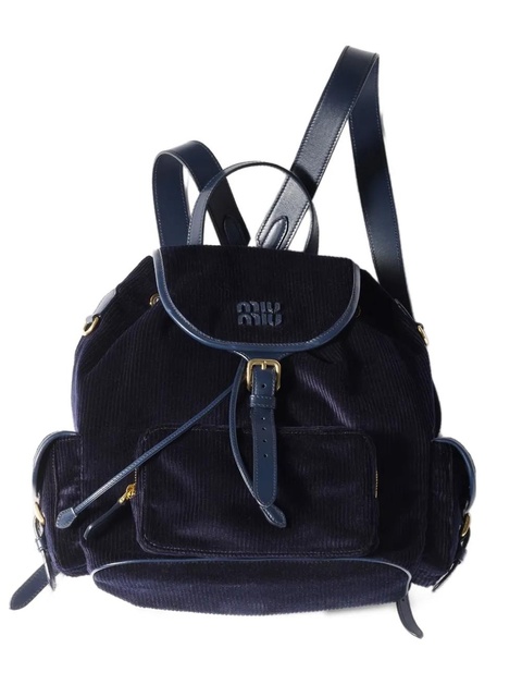 Miu Miu large corduroy backpack - Blue - zdjęcie produktu nr 1