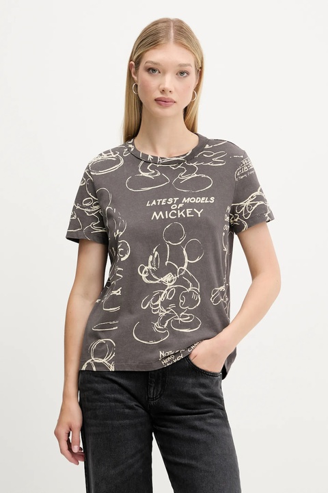Desigual t-shirt bawełniany MICKEY SKETCH damski kolor szary 25WWTK03 - zdjęcie produktu nr 1
