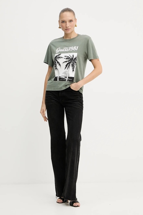 Guess t-shirt bawełniany damski kolor zielony W5YI17 I3Z14 - zdjęcie produktu nr 1