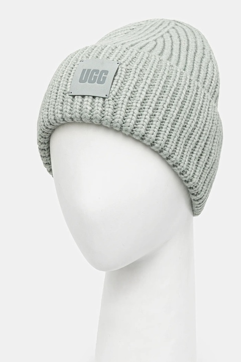 UGG czapka z domieszką wełny kolor turkusowy z grubej dzianiny 20061 - zdjęcie produktu nr 2