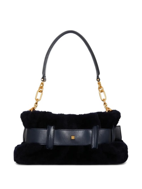 Balmain mini Anthem shearling buckle-detail clutch bag - Black - zdjęcie produktu nr 1