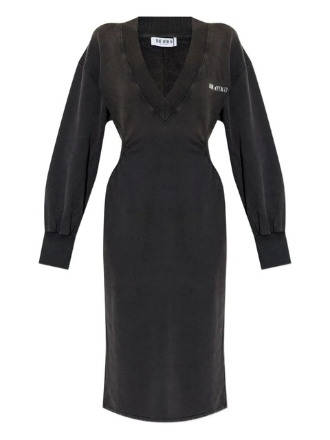The Attico V-neck balloon-sleeve midi dress - Grey - zdjęcie produktu nr 1