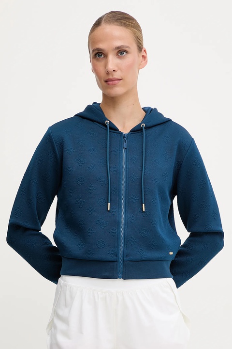 Guess bluza PEONY damska kolor niebieski z kapturem gładka V5YQ06 KBSL2 - zdjęcie produktu nr 1