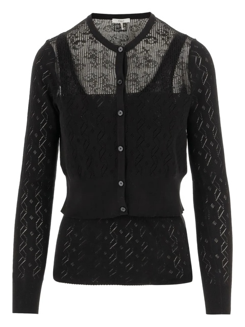 Chloé button-front open-knit cardigan - Black - zdjęcie produktu nr 1