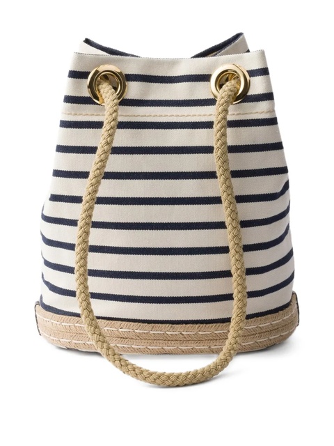 Prada small striped bucket bag - White - zdjęcie produktu nr 2