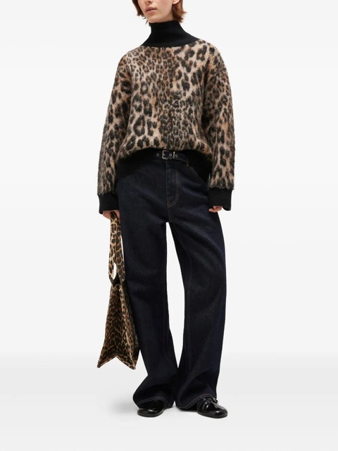 GANNI open-back leopard-print sweater - Neutrals - zdjęcie produktu nr 1
