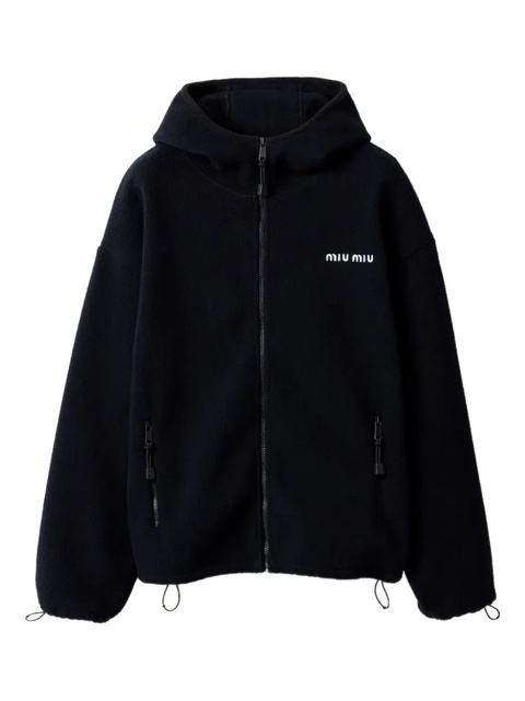 Miu Miu hooded fleece zip-up jacket - Blue - zdjęcie produktu nr 1