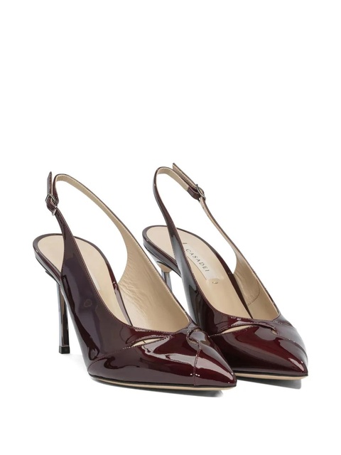 Casadei 80mm Samurai Blade slingback patent-leather pumps - Brown - zdjęcie produktu nr 2