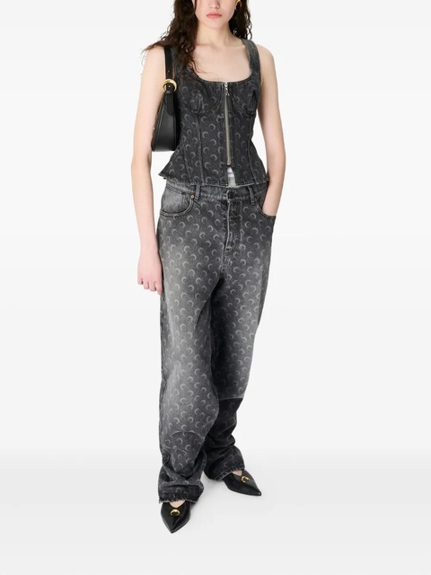 Marine Serre Moon denim bustier top - Grey - zdjęcie produktu nr 1