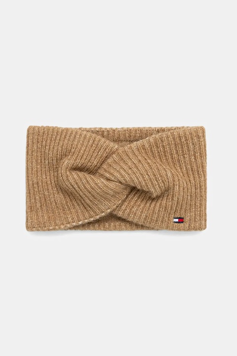 Tommy Hilfiger opaska na głowę z dodatkiem wełny kolor beżowy AW0AW17778 - zdjęcie produktu nr 2