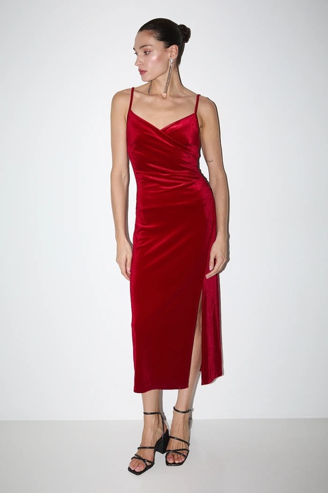 Medicine sukienka kolor czerwony midi dopasowana - zdjęcie produktu nr 1