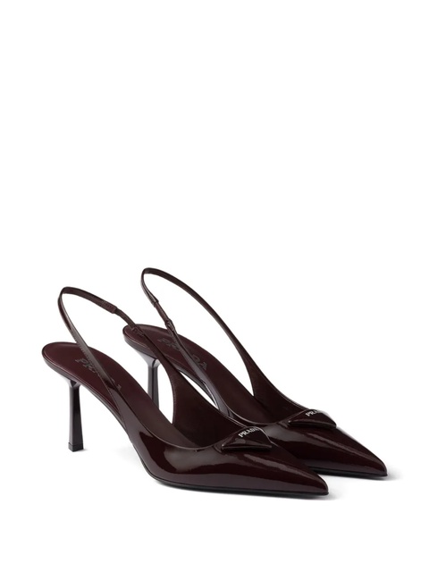 Prada 75mm pointed toe slingback pumps - Brown - zdjęcie produktu nr 2