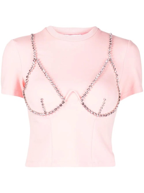 AREA crystal-embellished cup-chain T-shirt - Pink - zdjęcie produktu nr 1