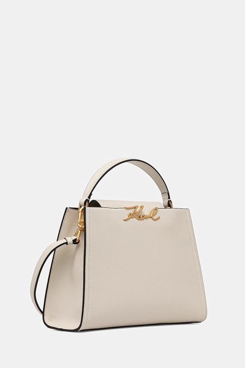 Karl Lagerfeld torebka skórzana K/SIGNATURE kolor beżowy B1W30058 - zdjęcie produktu nr 1