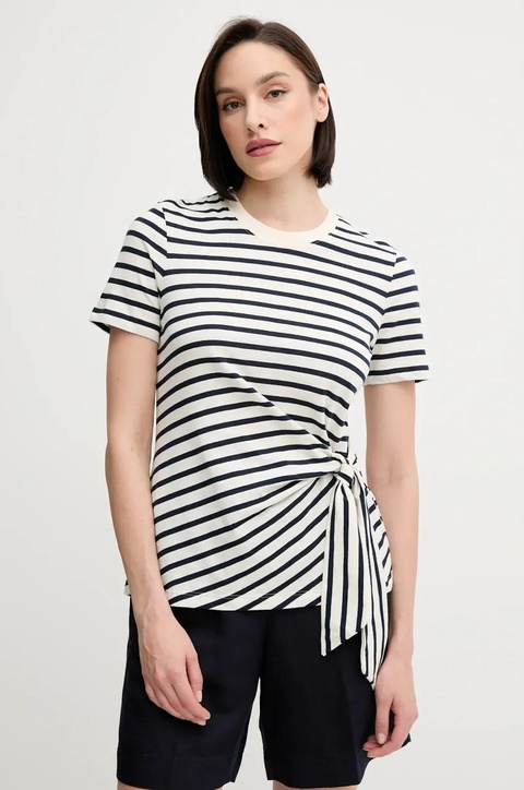 Tommy Hilfiger t-shirt bawełniany damski kolor beżowy WW0WW44559 - zdjęcie produktu nr 1