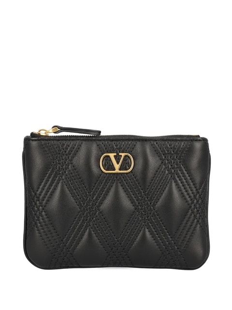 Valentino Garavani V-logo quilted clutch - Black - zdjęcie produktu nr 1