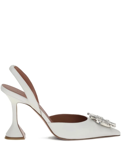 Amina Muaddi 95mm crystal-embellished slingback mules - White - zdjęcie produktu nr 1