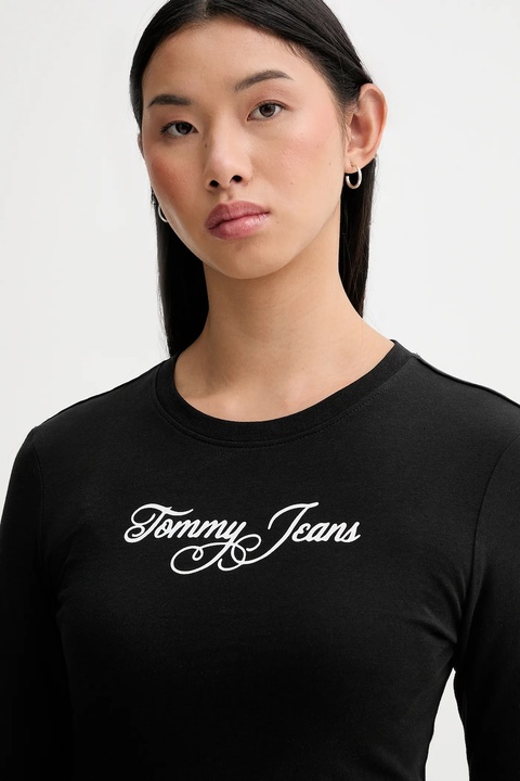 Tommy Jeans longsleeve bawełniany kolor czarny DW0DW21844 - zdjęcie produktu nr 1