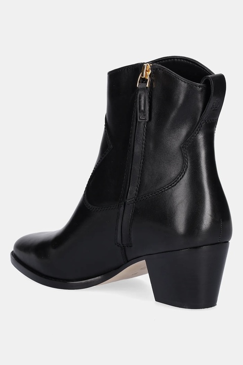 Lauren Ralph Lauren botki skórzane Harpher damskie kolor czarny na słupku 802967822001 - zdjęcie produktu nr 2