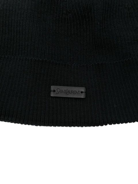 Saint Laurent logo-appliqué beanie - Black - zdjęcie produktu nr 1