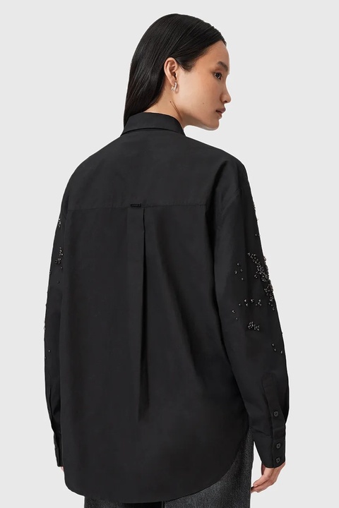 AllSaints koszula bawełniana GEMI damska kolor czarny regular z kołnierzykiem klasycznym W028PD - zdjęcie produktu nr 2
