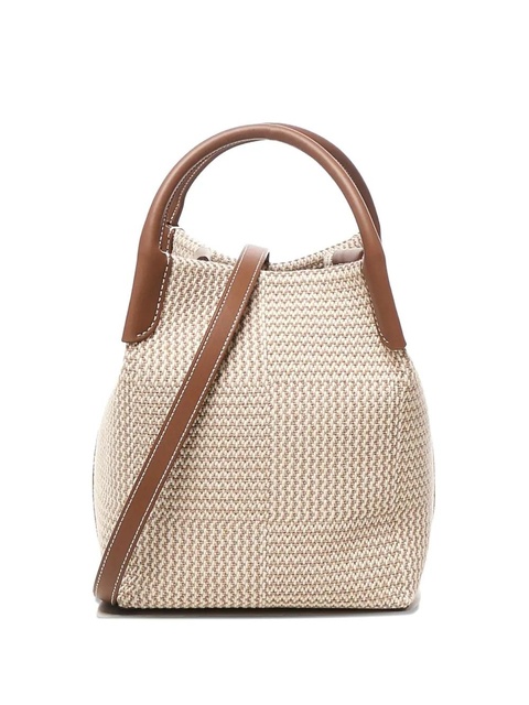 Loro Piana mini woven leather-trimmed tote bag - Neutrals - zdjęcie produktu nr 1