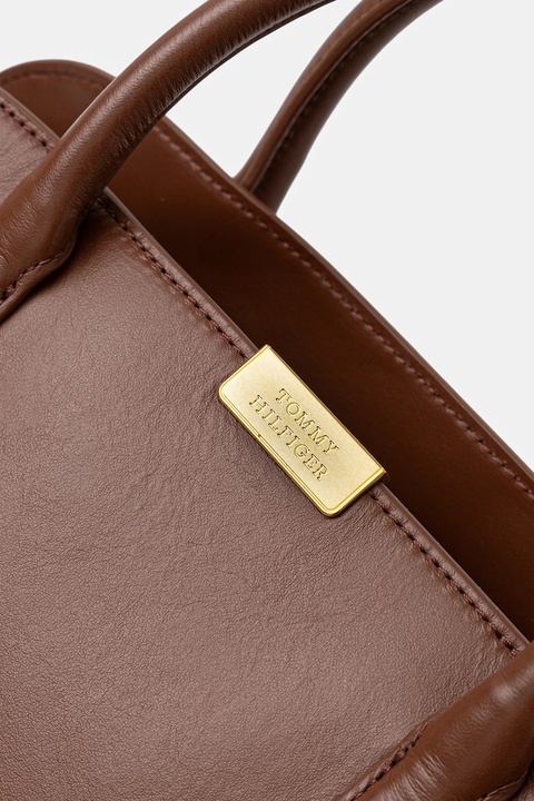 Tommy Hilfiger torebka skórzana kolor brązowy AW0AW18205 - zdjęcie produktu nr 2
