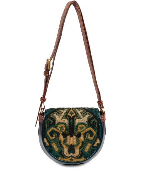 DRIES VAN NOTEN abstract-pattern half-moon crossbody bag - Green - zdjęcie produktu nr 1