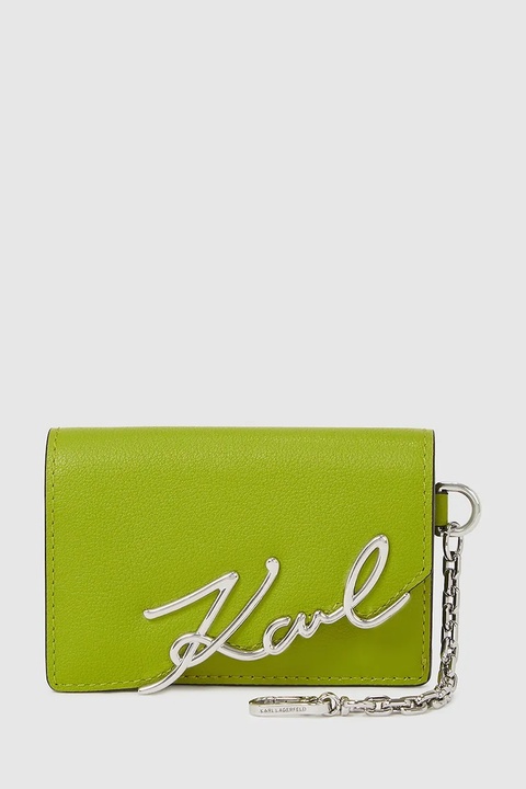 Karl Lagerfeld portfel skórzany K/SIGNATURE damski kolor zielony A4W32019 - zdjęcie produktu nr 1