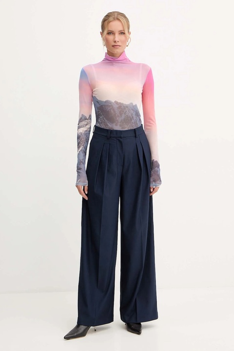 Patrizia Pepe longsleeve kolor różowy z półgolfem 2M4498 J667 - zdjęcie produktu nr 2