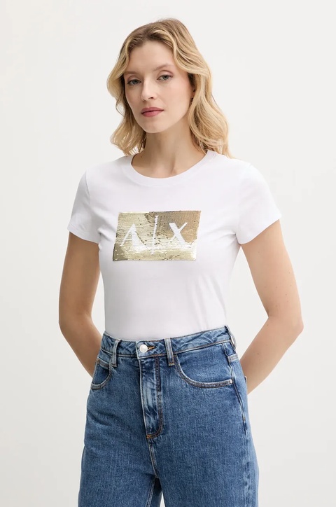 Armani Exchange t-shirt bawełniany damski kolor czarny - zdjęcie produktu nr 1