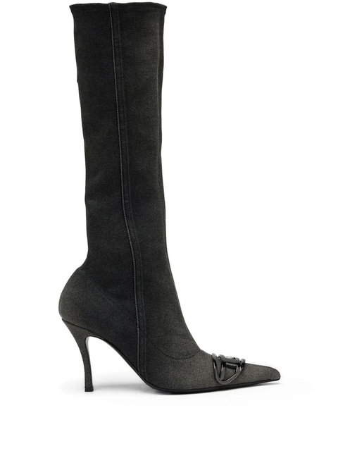 Diesel D-Venus Kb D 90mm denim knee-high boots - Black - zdjęcie produktu nr 1
